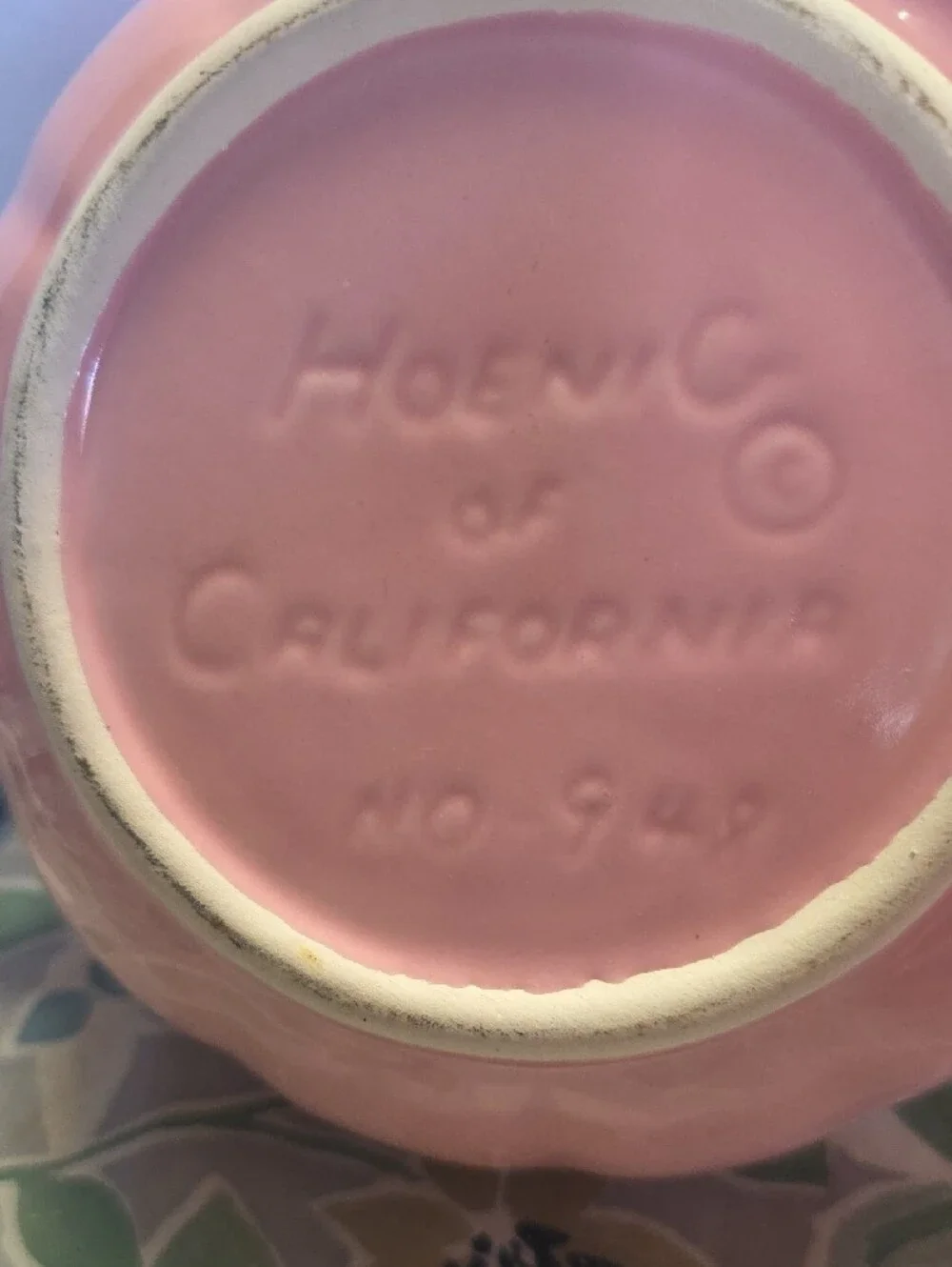 Vintage Hoenig Of California Pink Ceramic Lidded  Jar with Gray Handle